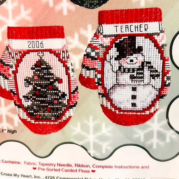 CROSS MY HEART Counted Cross Stitch Kit - 5 Mitten Designs - New/Sealed (2006) - Picture 3 of 8